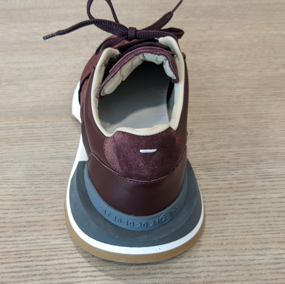 Mens Maison Margiela Oversized Leather Sneakers Wine - Picture 5 of 7